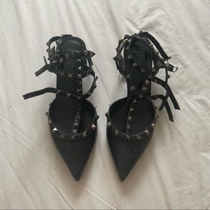 Valentino Rockstud Leather Ankle Strap Pump